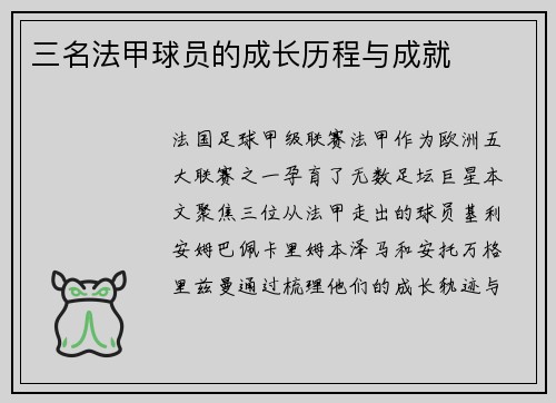 三名法甲球员的成长历程与成就